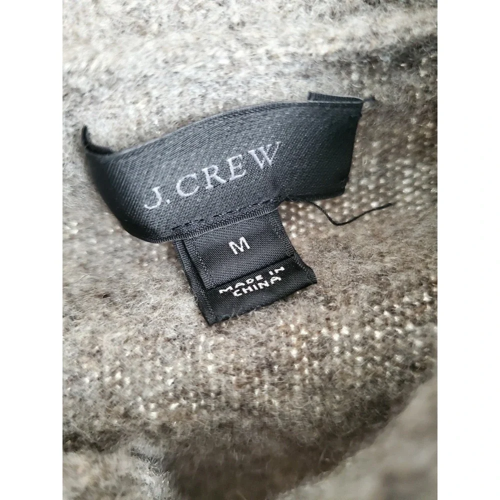 J.Crew Shawl Collar Sweater Brown Lambswool Button Pullover Mens Medium